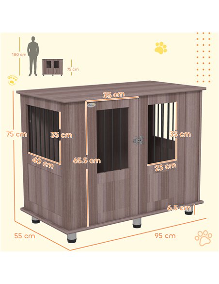 PawHut Dog Crate Table for Medium and Large Dogs with Magnetic Door for Indoor Use, 95 x 55 x 75 cm, Purple - pic 142609 | FastDaddyshop