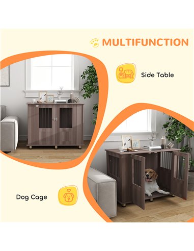 PawHut Dog Crate Table for Medium and Large Dogs with Magnetic Door for Indoor Use, 95 x 55 x 75 cm, Purple
