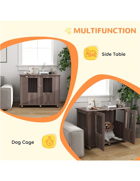 PawHut Dog Crate Table for Medium and Large Dogs with Magnetic Door for Indoor Use, 95 x 55 x 75 cm, Purple - pic 142611 | FastDaddyshop