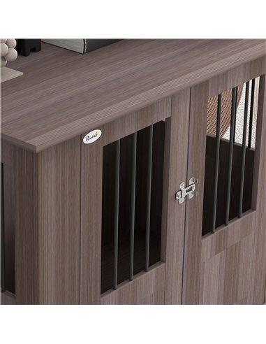 PawHut Dog Crate Table for Medium and Large Dogs with Magnetic Door for Indoor Use, 95 x 55 x 75 cm, Purple