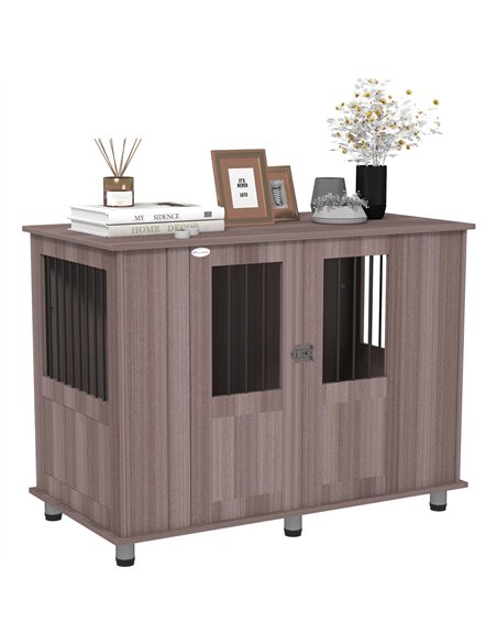 PawHut Dog Crate Table for Medium and Large Dogs with Magnetic Door for Indoor Use, 116 x 60 x 87 cm, Purple - pic 142616 | FastDaddyshop