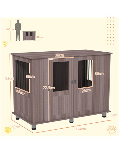PawHut Dog Crate Table for Medium and Large Dogs with Magnetic Door for Indoor Use, 116 x 60 x 87 cm, Purple