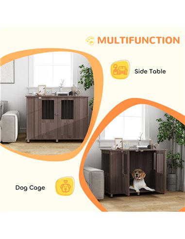 PawHut Dog Crate Table for Medium and Large Dogs with Magnetic Door for Indoor Use, 116 x 60 x 87 cm, Purple