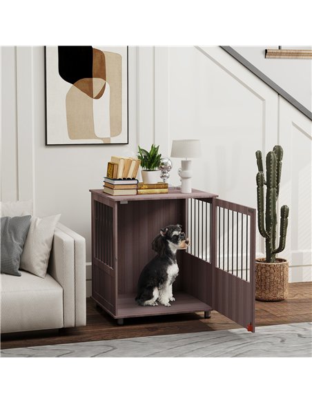 PawHut Dog Crate Table for Medium and Large Dogs with Magnetic Door for Indoor Use, 60 x 55 x 70 cm, Purple - pic 142626 | FastDaddyshop