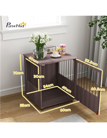 PawHut Dog Crate Table for Medium and Large Dogs with Magnetic Door for Indoor Use, 60 x 55 x 70 cm, Purple - pic 142627 | FastDaddyshop