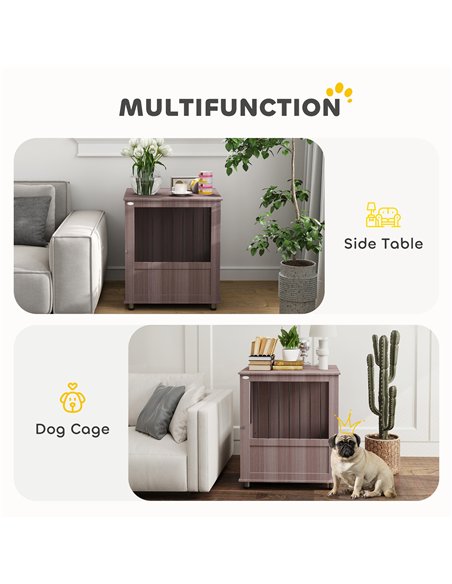 PawHut Dog Crate Table for Medium and Large Dogs with Magnetic Door for Indoor Use, 60 x 55 x 70 cm, Purple - pic 142628 | FastDaddyshop