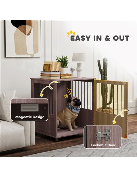 PawHut Dog Crate Table for Medium and Large Dogs with Magnetic Door for Indoor Use, 60 x 55 x 70 cm, Purple - pic 142629 | FastDaddyshop