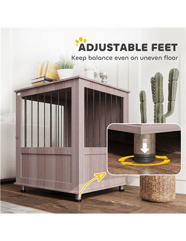 PawHut Dog Crate Table for Medium and Large Dogs with Magnetic Door for Indoor Use, 60 x 55 x 70 cm, Purple