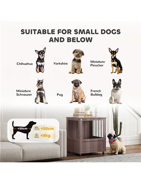 PawHut Dog Crate Table for Medium and Large Dogs with Magnetic Door for Indoor Use, 60 x 55 x 70 cm, Purple - pic 142631 | FastDaddyshop