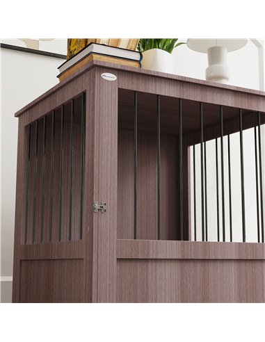 PawHut Dog Crate Table for Medium and Large Dogs with Magnetic Door for Indoor Use, 60 x 55 x 70 cm, Purple