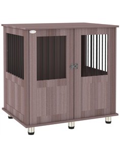 PawHut Dog Crate Table for Medium and Large Dogs with Magnetic Door for Indoor Use, 85 x 55 x 75 cm, Purple