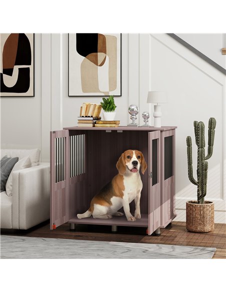 PawHut Dog Crate Table for Medium and Large Dogs with Magnetic Door for Indoor Use, 85 x 55 x 75 cm, Purple - pic 142635 | FastDaddyshop
