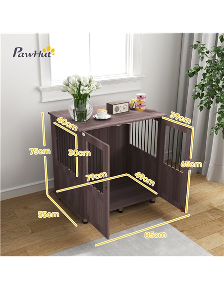 PawHut Dog Crate Table for Medium and Large Dogs with Magnetic Door for Indoor Use, 85 x 55 x 75 cm, Purple - pic 142636 | FastDaddyshop