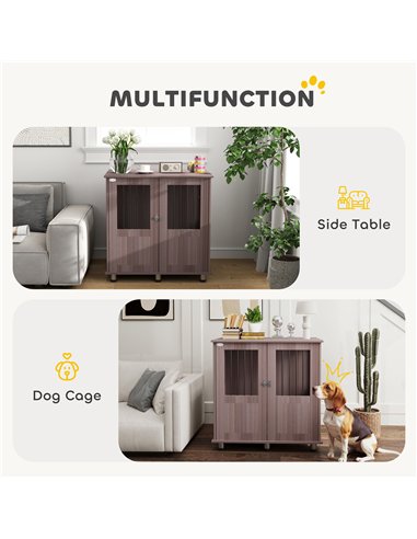 PawHut Dog Crate Table for Medium and Large Dogs with Magnetic Door for Indoor Use, 85 x 55 x 75 cm, Purple