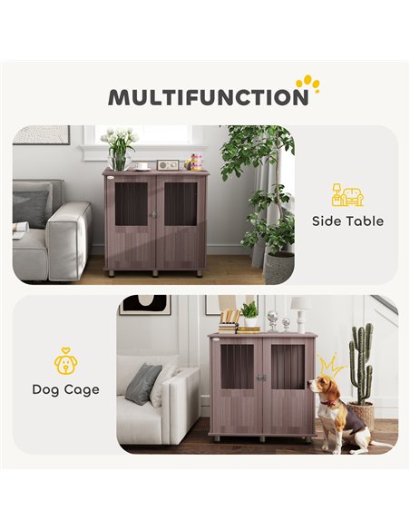 PawHut Dog Crate Table for Medium and Large Dogs with Magnetic Door for Indoor Use, 85 x 55 x 75 cm, Purple - pic 142637 | FastDaddyshop