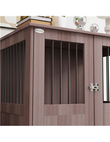 PawHut Dog Crate Table for Medium and Large Dogs with Magnetic Door for Indoor Use, 85 x 55 x 75 cm, Purple