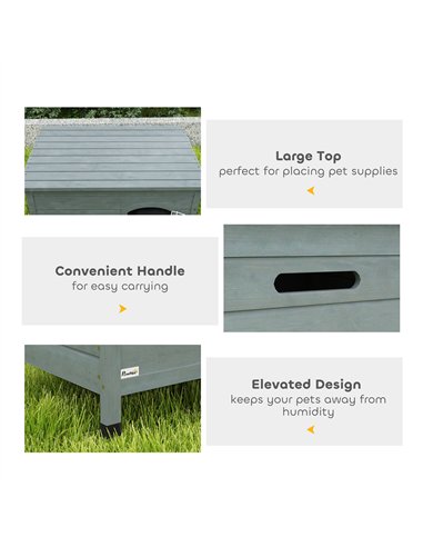 PawHut Wooden Dog House with Removable Bottom, Wire Door, Openable Top, Pet Shelter for Small Dog, 80 x 55 x 53.5cm, Dark Grey