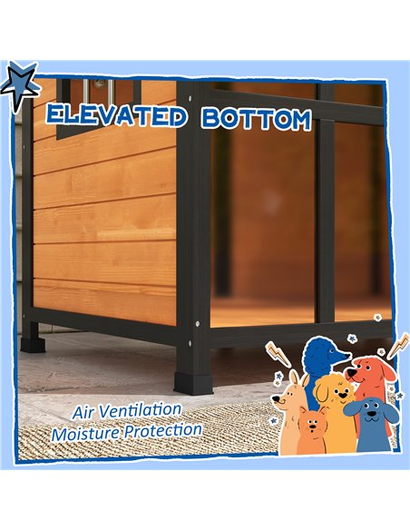 PawHut Wooden Dog Kennel with Removable Floor, Asphalt and Openable Roof, Giant Window for Large Dogs, Yellow - pic 142657 | FastDaddyshop