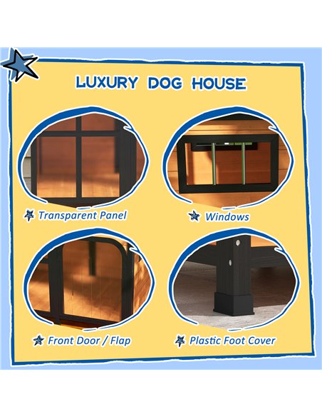 PawHut Wooden Dog Kennel with Removable Floor, Asphalt and Openable Roof, Giant Window for Large Dogs, Yellow - pic 142659 | FastDaddyshop