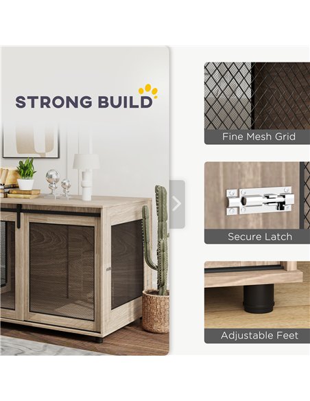 PawHut Dog Crate Furniture with Sliding Door for Extra Large Dogs, 118 x 75.5 x 82cm, Walnut Brown - pic 142665 | FastDaddyshop