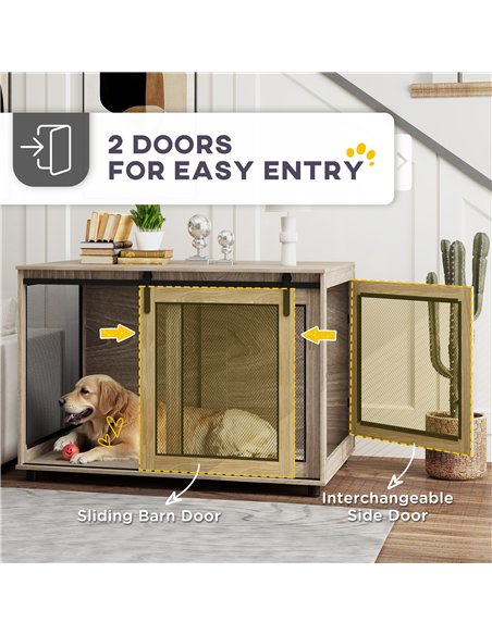 PawHut Dog Crate Furniture with Sliding Door for Extra Large Dogs, 118 x 75.5 x 82cm, Walnut Brown - pic 142666 | FastDaddyshop