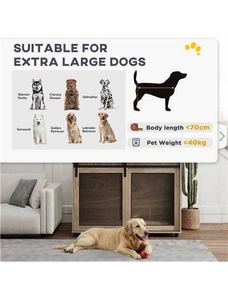PawHut Dog Crate Furniture with Sliding Door for Extra Large Dogs, 118 x 75.5 x 82cm, Walnut Brown - pic 142668 | FastDaddyshop