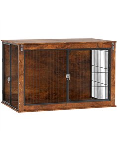 PawHut Dog Crate Furniture with Flip-up Top, 2 Doors, for Extra Large Dogs, 118 x 75 x 77cm, Rustic Brown