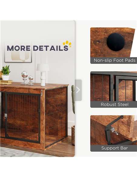 PawHut Dog Crate Furniture with Flip-up Top, 2 Doors, for Extra Large Dogs, 118 x 75 x 77cm, Rustic Brown - pic 142685 | FastDaddyshop