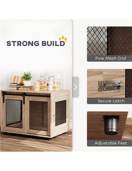 PawHut Dog Crate Furniture with Sliding Door for Medium Dogs, 80 x 58.5 x 63cm, Walnut Brown - pic 142701 | FastDaddyshop