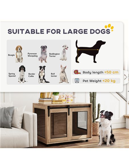PawHut Dog Crate Furniture with Sliding Door for Medium Dogs, 80 x 58.5 x 63cm, Walnut Brown - pic 142704 | FastDaddyshop