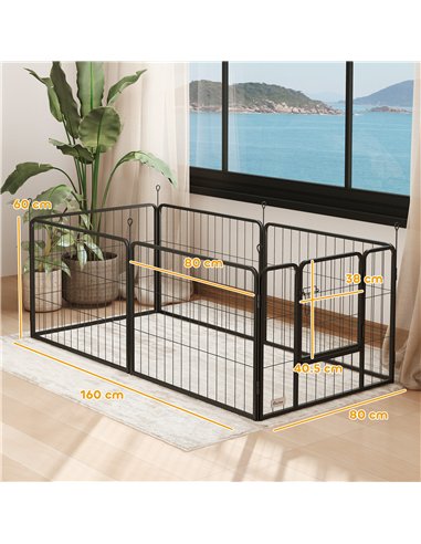 PawHut 6 Panels Dog Playpen, Portable Detachable Puppy Pen with Door, for Small Dogs, 60cm High, Black