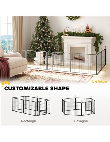 PawHut 6 Panels Dog Playpen, Portable Detachable Puppy Pen with Door, for Small Dogs, 60cm High, Black