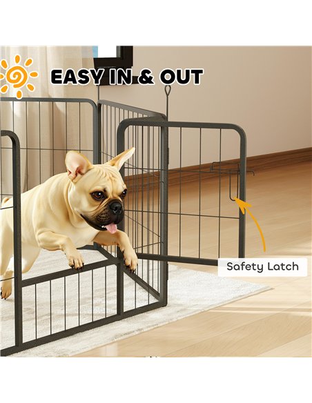 PawHut 6 Panels Dog Playpen, Portable Detachable Puppy Pen with Door, for Small Dogs, 60cm High, Black - pic 142728 | FastDaddyshop