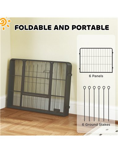 PawHut 6 Panels Dog Playpen, Portable Detachable Puppy Pen with Door, for Small Dogs, 60cm High, Black