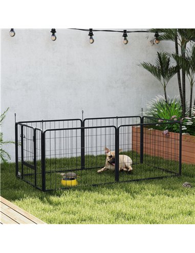 PawHut 6 Panels Dog Playpen, Portable Detachable Puppy Pen with Door, for Small Dogs, 60cm High, Black