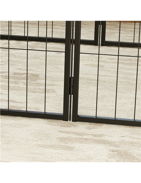 PawHut 6 Panels Dog Playpen, Portable Detachable Puppy Pen with Door, for Small Dogs, 60cm High, Black - pic 142732 | FastDaddyshop