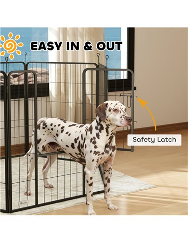 PawHut 6 Panels Dog Playpen, Portable Detachable Puppy Pen with Door, for Large Dogs, 100cm High, Black