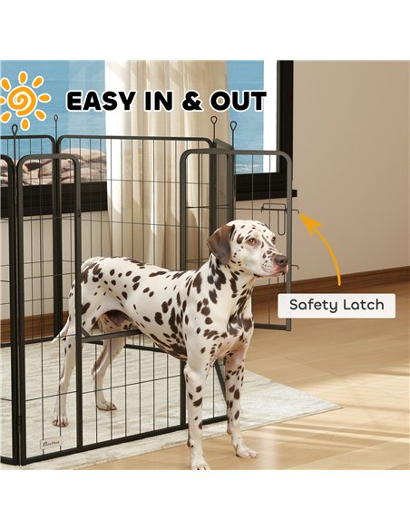 PawHut 6 Panels Dog Playpen, Portable Detachable Puppy Pen with Door, for Large Dogs, 100cm High, Black - pic 142737 | FastDaddyshop