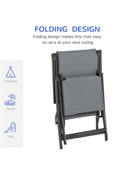 Outsunny Set of 2 Outdoor Sun Lounger, Reclining Lounge Chairs, Grey - pic 14274 | FastDaddyshop