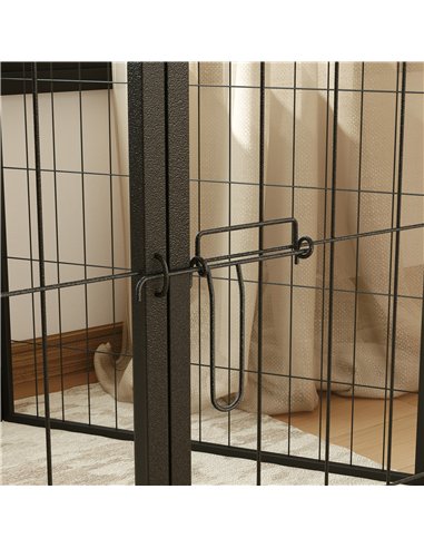 PawHut 6 Panels Dog Playpen, Portable Detachable Puppy Pen with Door, for Large Dogs, 100cm High, Black