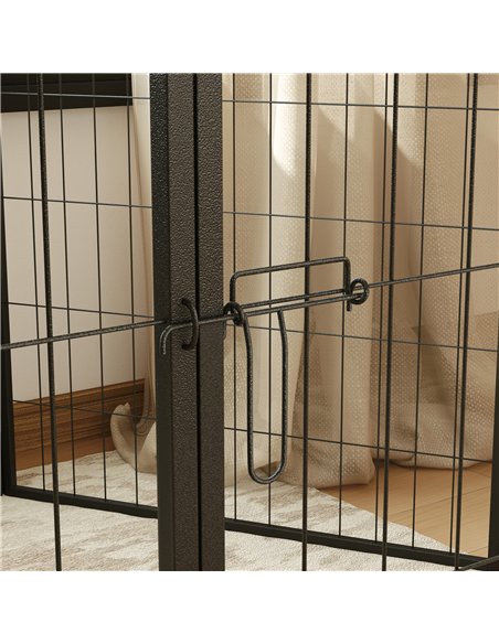 PawHut 6 Panels Dog Playpen, Portable Detachable Puppy Pen with Door, for Large Dogs, 100cm High, Black - pic 142741 | FastDaddyshop