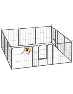 PawHut 12 Panels Heavy Duty Dog Playpen with Doors, for Small Dogs, 60cm High, Black