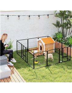 PawHut 12 Panels Heavy Duty Dog Playpen with Doors, for Small Dogs, 60cm High, Black 2