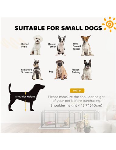 PawHut 12 Panels Heavy Duty Dog Playpen with Doors, for Small Dogs, 60cm High, Black