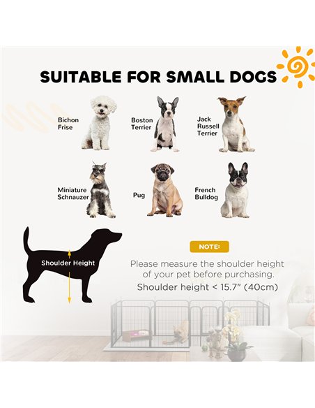 PawHut 12 Panels Heavy Duty Dog Playpen with Doors, for Small Dogs, 60cm High, Black - pic 142748 | FastDaddyshop