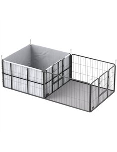 PawHut 7 Panel Dog Whelping Box, Dog Playpen with Washable Whelping Pads, Windproof Fabric, for Small and Medium Dogs