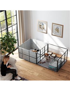 PawHut 7 Panel Dog Whelping Box, Dog Playpen with Washable Whelping Pads, Windproof Fabric, for Small and Medium Dogs 2