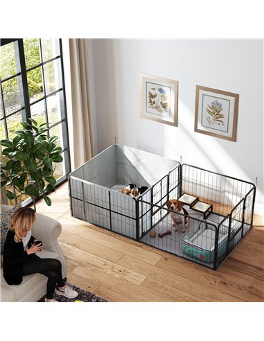 PawHut 7 Panel Dog Whelping Box, Dog Playpen with Washable Whelping Pads, Windproof Fabric, for Small and Medium Dogs