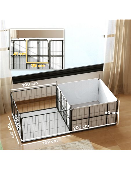 PawHut 7 Panel Dog Whelping Box, Dog Playpen with Washable Whelping Pads, Windproof Fabric, for Small and Medium Dogs - pic 142753 | FastDaddyshop