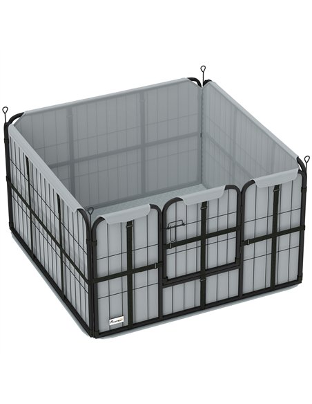PawHut Steel Dog Whelping Box with Washable Whelping Pad, Windproof Cloth, for Small & Medium Dogs, 102 x 102 x 60cm - pic 142769 | FastDaddyshop
